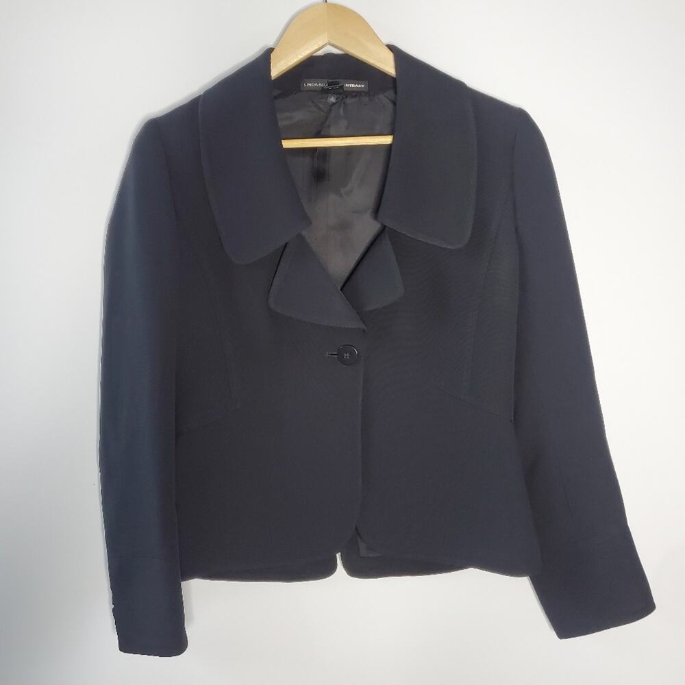Linda Allard×Ellen Tracy black single button collared blazer Size 4